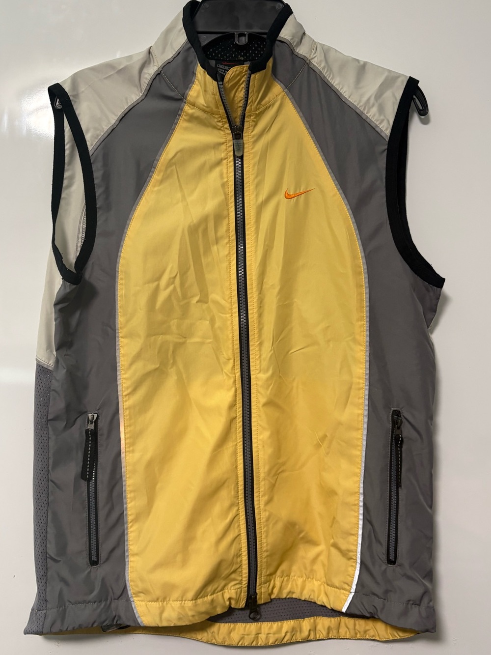 Vintage Nike Yellow, Gray & Cream Sleeveless Wind Vest